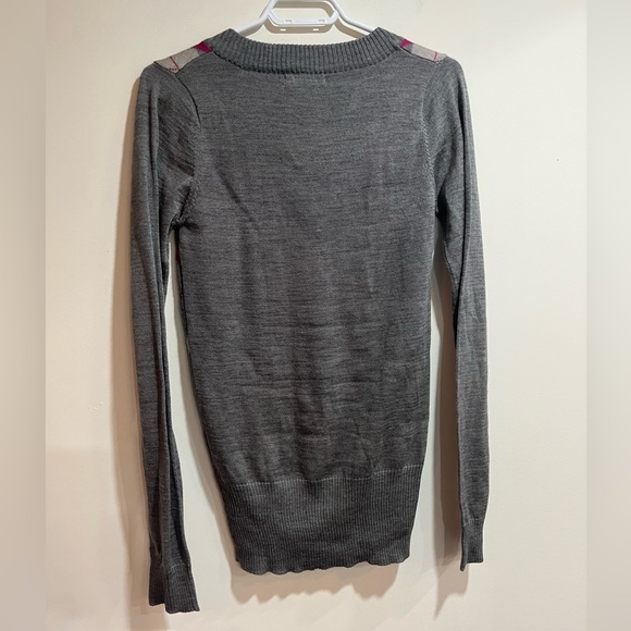 Ardene's checkered grey pink long sweater sz L - Picture 2 of 3
